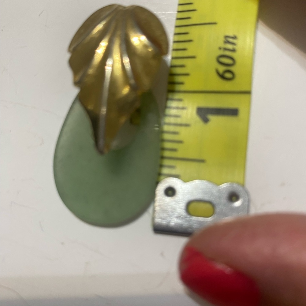 Gold Leaf Drop Earrings with Sea Glass Green Hoops - Picture 3 of 3